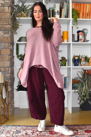 Lock Needlecord Shirring Barrel Pant Aubergine